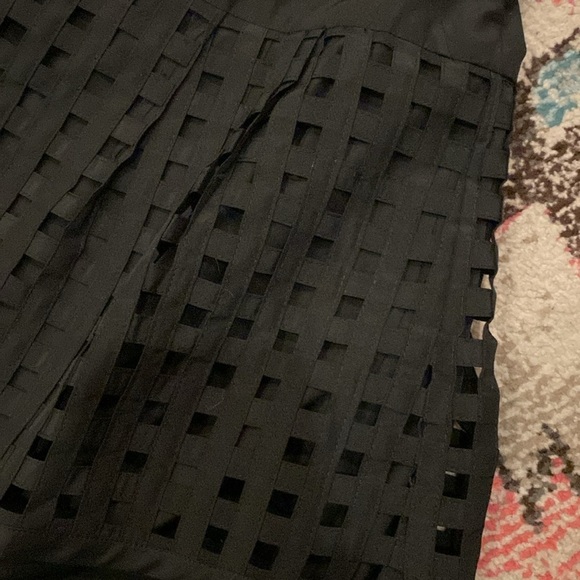 Lela rose / black lattice lace short sleeve grid midi peplum dress 6 - Picture 5 of 6